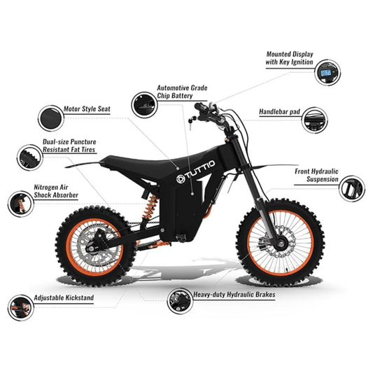 Tuttio Soleil01 Electric Motorcycle – 37 MPH, 2000W Mid-Drive, 48V 21Ah, Off-Road