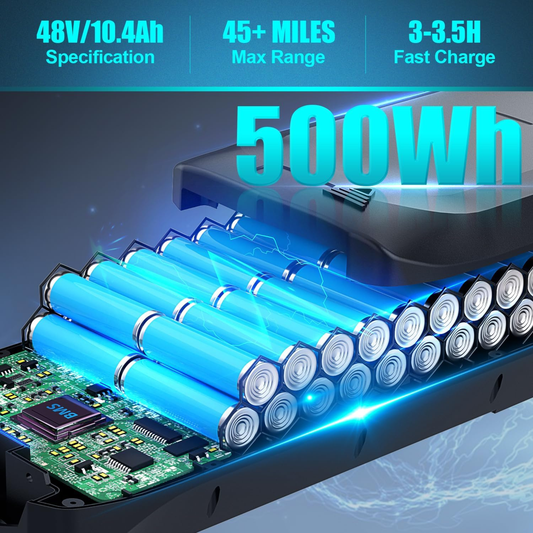 ANCHEER Electric Bike – 60 Mile Range, 48V 500Wh, 26" Commuter, 7-Speed, Suspension