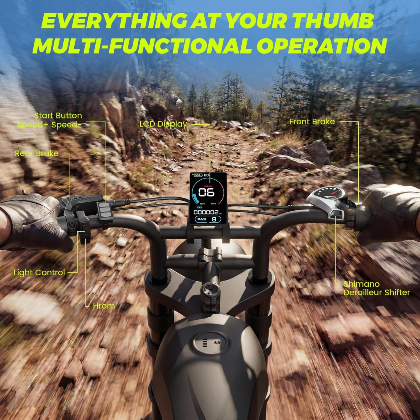 Electric Motorcycle for Adults – 30-37 MPH, 40-100 Mile Range, 1000W-3000W, 20" Fat Tires, All-Terrain