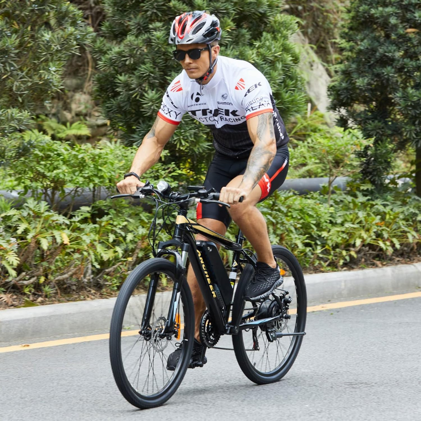 ANCHEER Sunshine Electric Bike – 55 Mile Range, 750W Peak, 26" Mountain, 21-Speed, Suspension