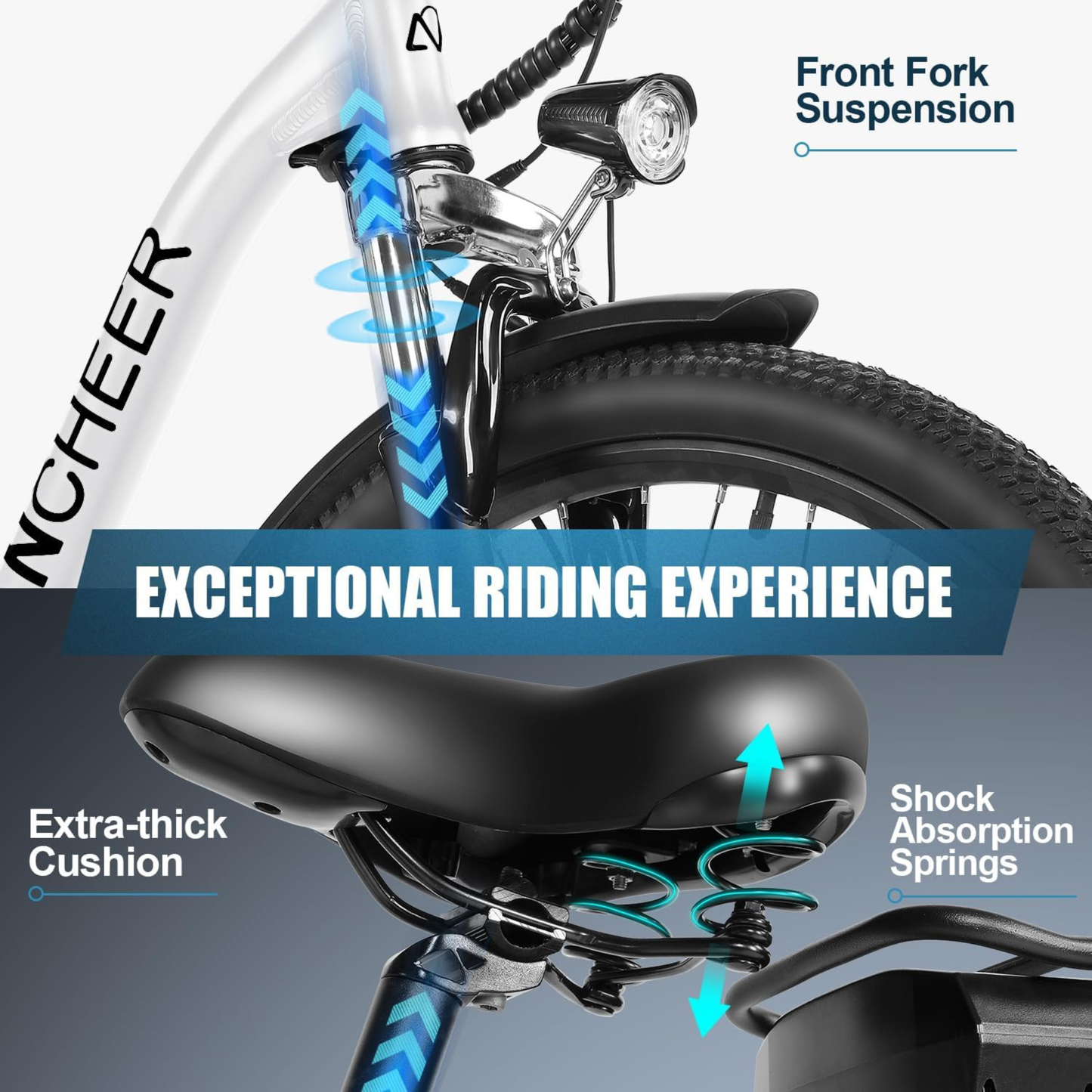 ANCHEER Electric Bike – 60 Mile Range, 48V 500Wh, 26" Commuter, 7-Speed, Suspension