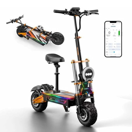 72V Dual Motor Electric Scooter – 60 MPH, 70 Mile Range, 10000W, NFC Unlock, All-Terrain