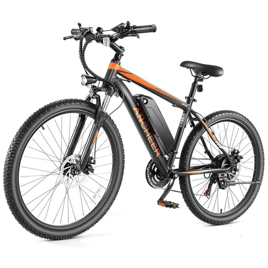 ANCHEER Sunshine Electric Bike – 55 Mile Range, 750W Peak, 26" Mountain, 21-Speed, Suspension