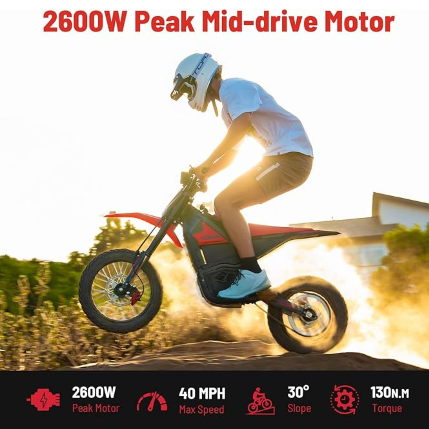 Electric Motorcycle for Adults – 30-37 MPH, 40-100 Mile Range, 1000W-3000W, 20" Fat Tires, All-Terrain