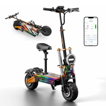 72V Dual Motor Electric Scooter – 60 MPH, 70 Mile Range, 10000W, NFC Unlock, All-Terrain